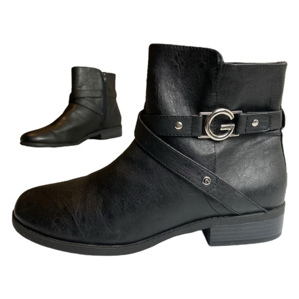 Guess Women’s Black Faux Leather Ankle Booties Size 11